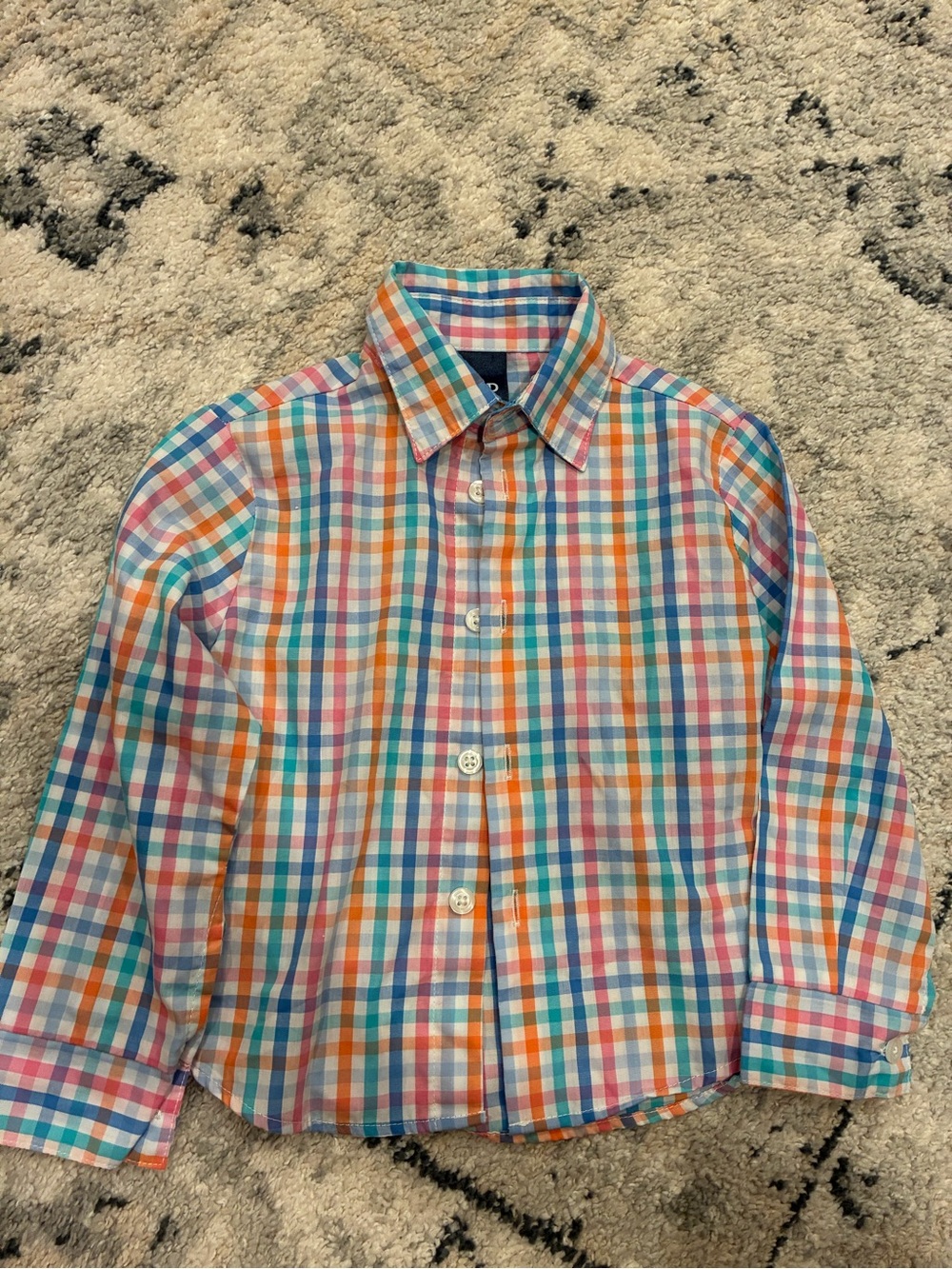 Izod Boys Multicolor Plaid Button-Down Shirt - Blue, Orange, Pink, Cream